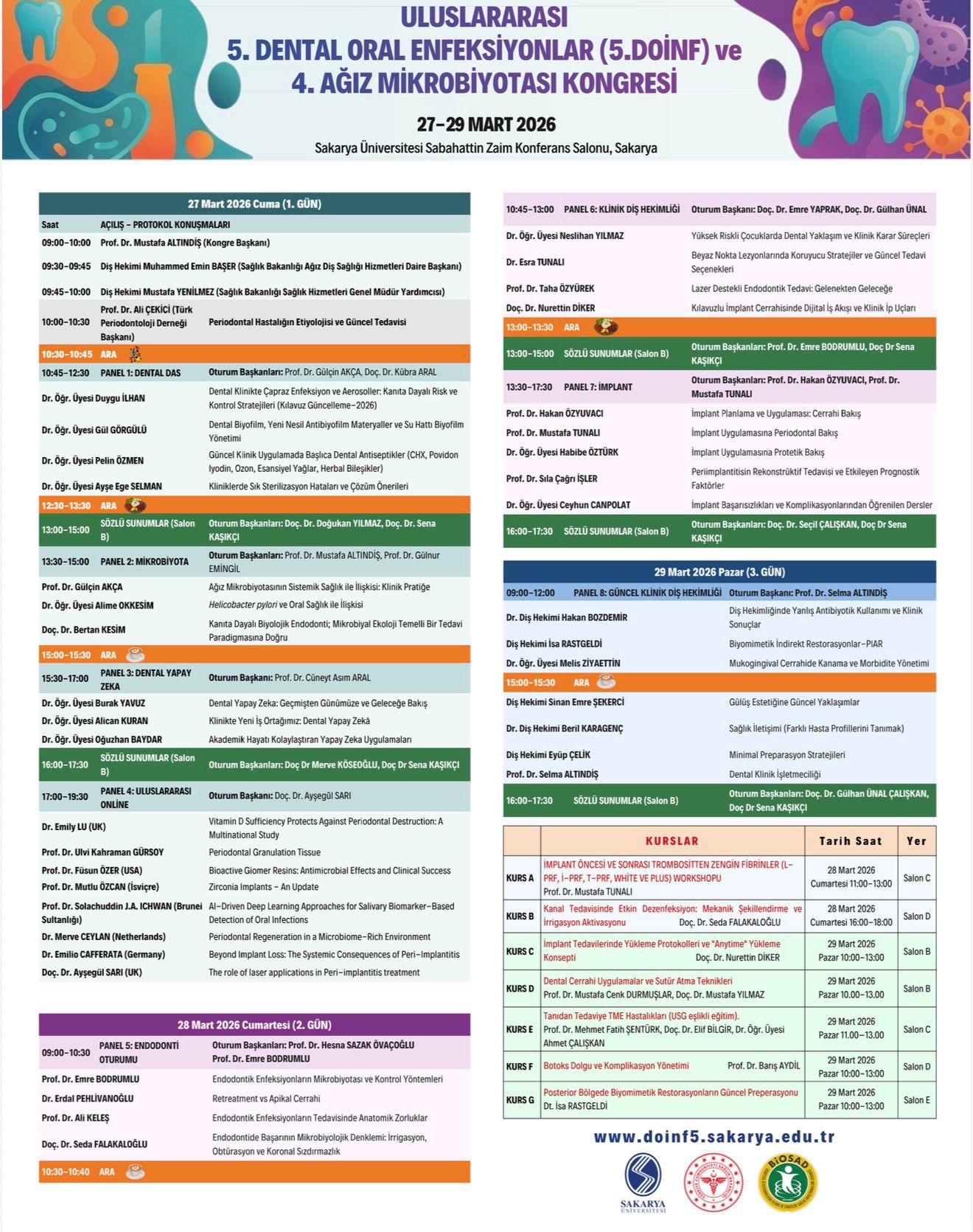 5. Uluslararası Dental Oral Enfeksiyonlar ve 4. Ağız Mikrobiyotası Kongresi SAU’de Düzenlenecek