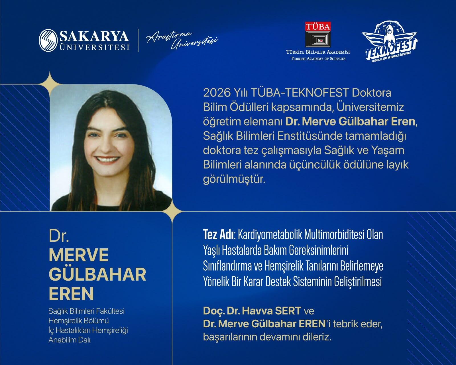 SAU’lü akademisyene TÜBA-TEKNOFEST’ten Bilim Ödülü