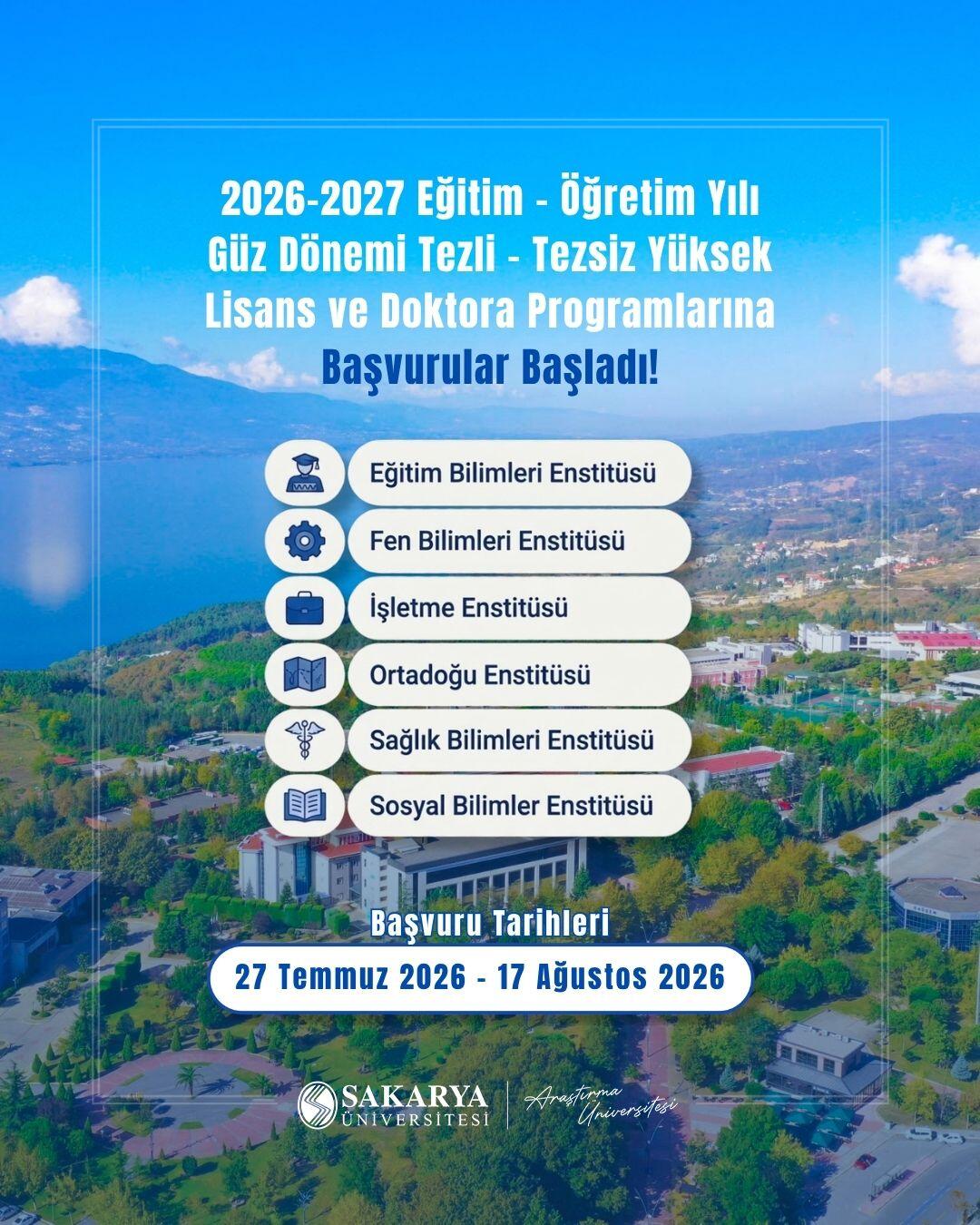Sakarya Üniversitesinde Lisansüstü Eğitim Başvuruları Başladı